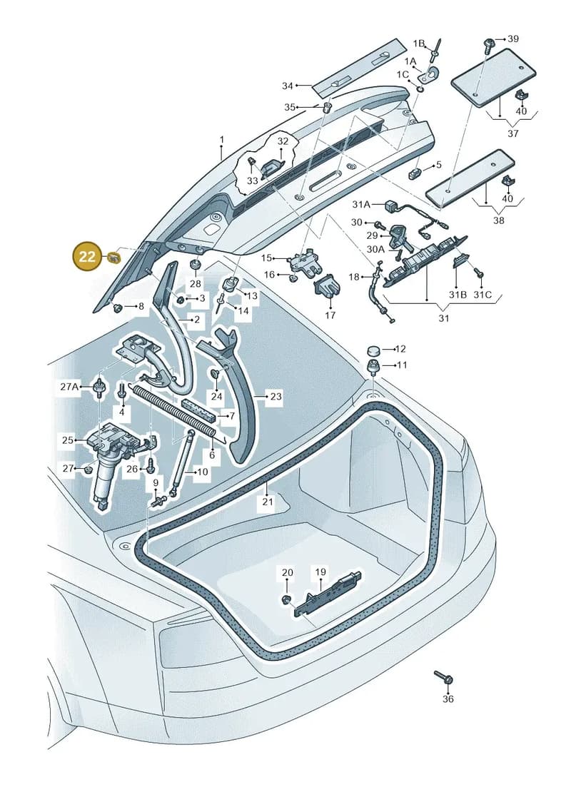 4H0827374B — Audi A8L qu. 3.0 TDI (2009-2014) diagram 696827000, position 22