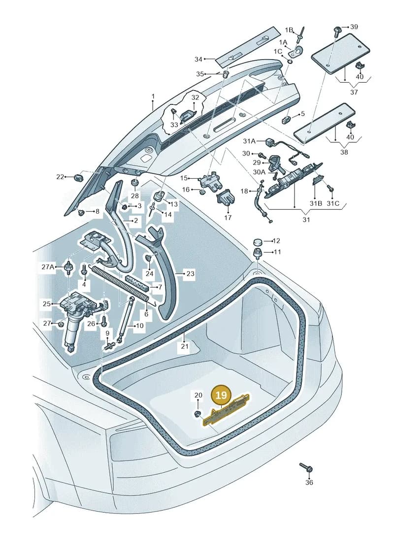 4H0827383A — Audi A8L qu. 3.0 TDI (2009-2014) diagram 696827000, position 19