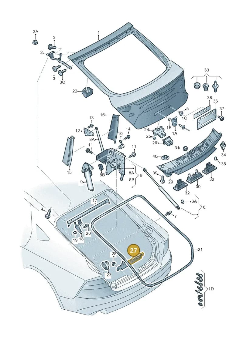 4H0827383A — Audi A7 Sportback (2010-2015) diagram 711827000, position 27