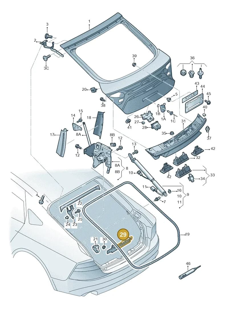 4H0827383A — Audi A7 Sportback (2014-2018) diagram 765827000, position 29