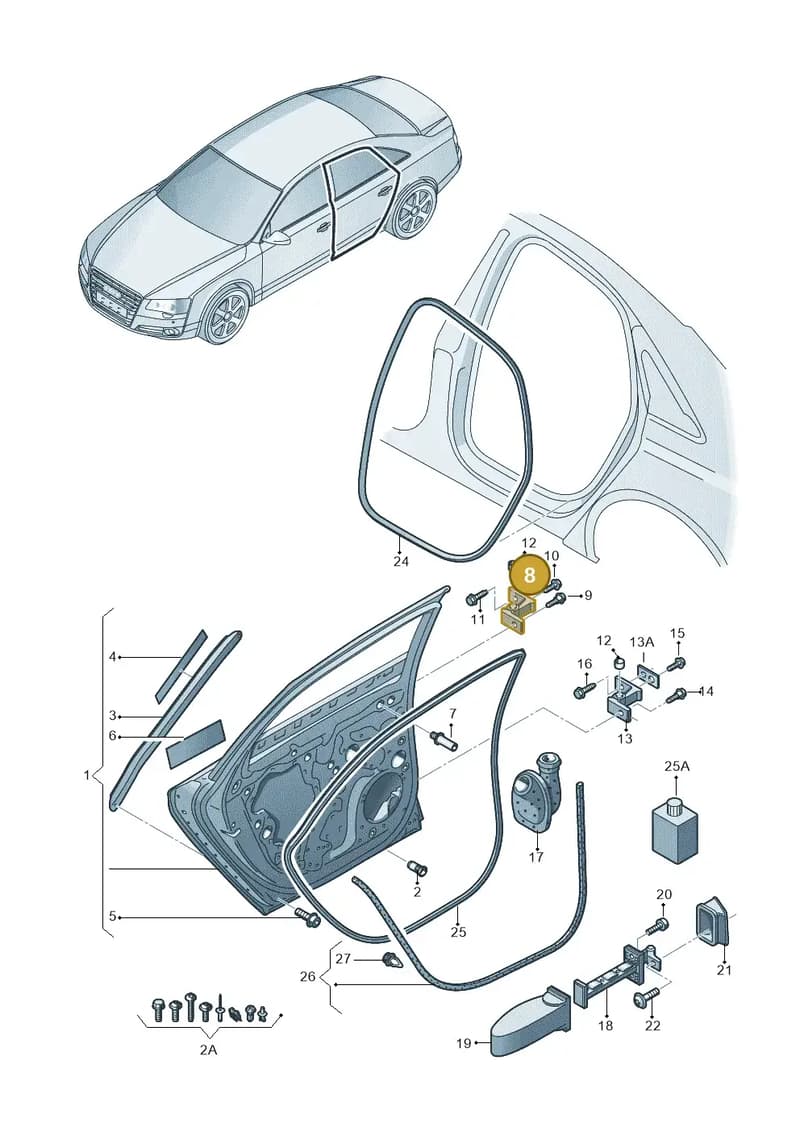 4H0831402A — Audi A8 (2013-2018) diagram 696833100, position 8