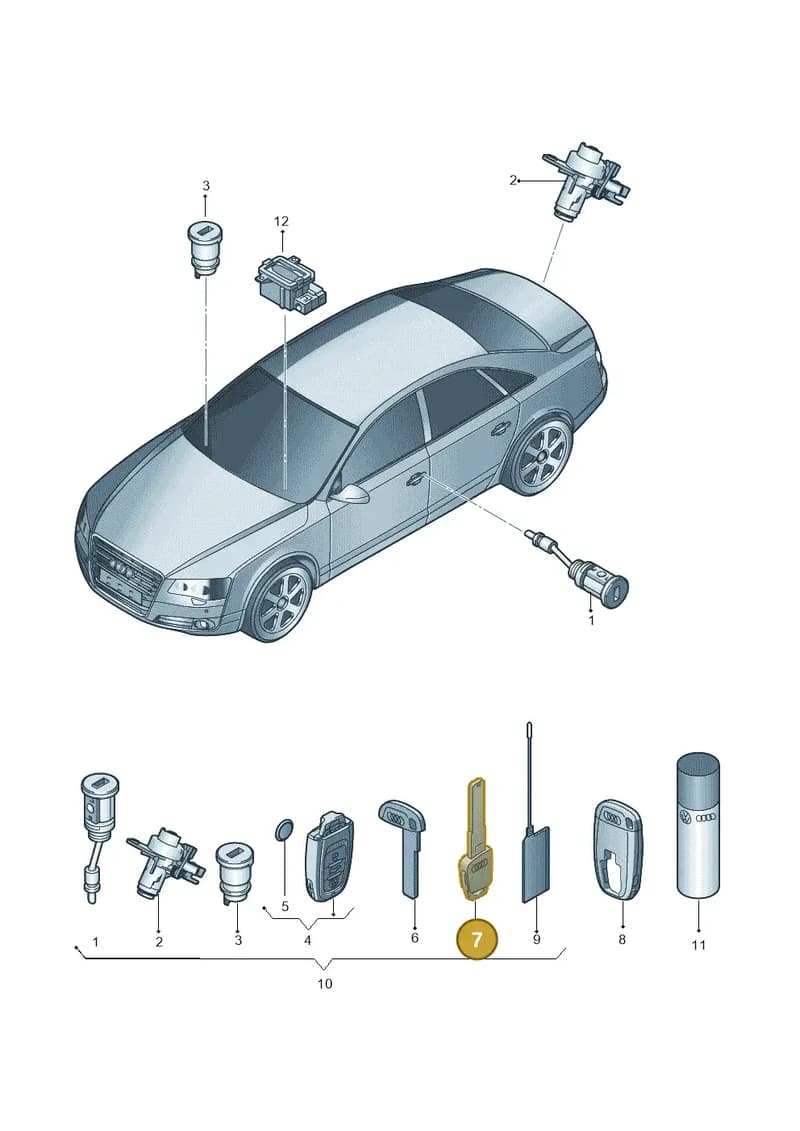 4H0837216AROH — Audi A8L qu. 3.0 TDI (2009-2014) diagram 696837100, position 7