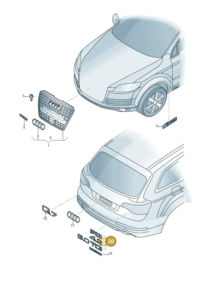 4H0853744E2ZZ — Audi Q7 qu. 3.0 TDI (2009-2015) diagram 493853300, position 20
