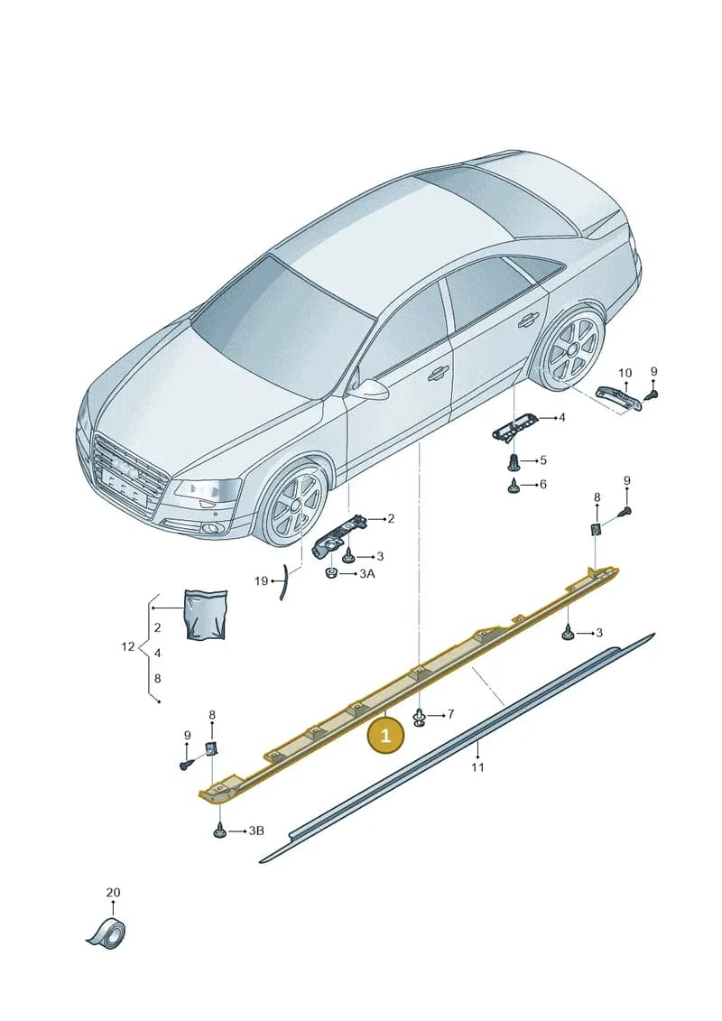 4H0853859EGRU — Audi A8L qu. 3.0 TDI (2009-2014) diagram 696853200, position 1