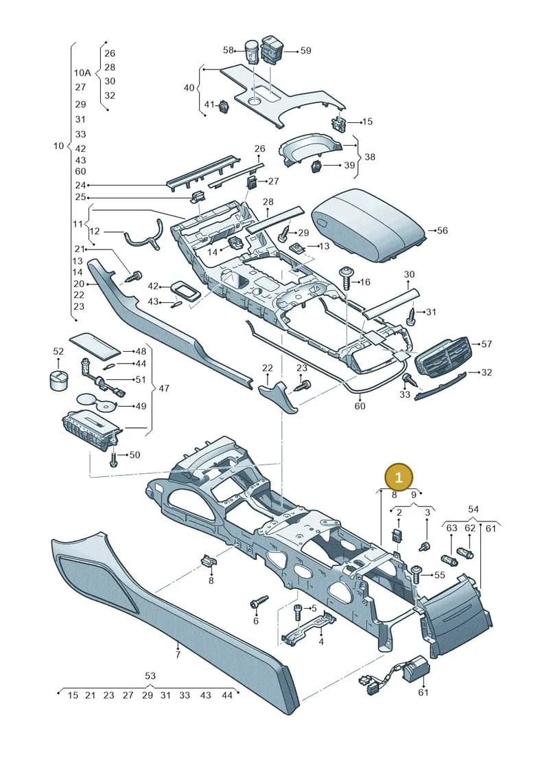 4H0861831B — Audi A8 (2013-2018) diagram 696863500, position 1