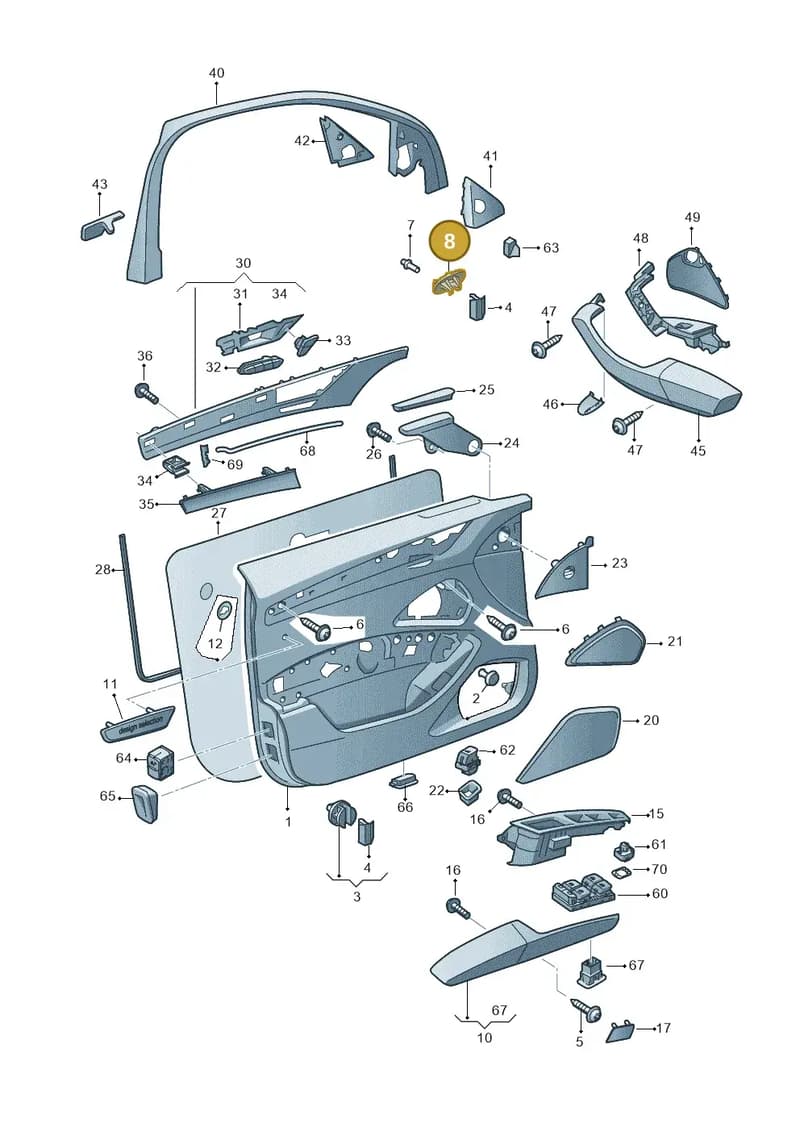 4H0868355 — Audi A8 (2013-2018) diagram 696867000, position 8