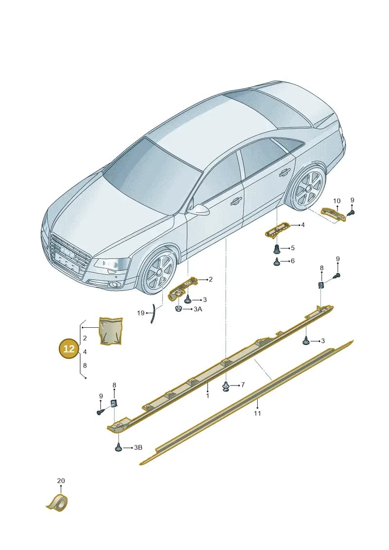 4H0898855D — Audi A8L qu. 3.0 TDI (2009-2014) diagram 696853200, position 12
