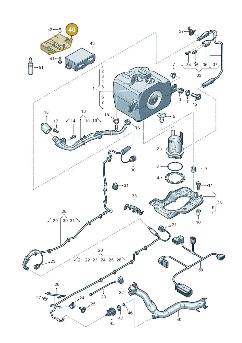 4H0907333 — Audi A8L qu. 3.0 TDI (2009-2014) diagram 696201150, position 40
