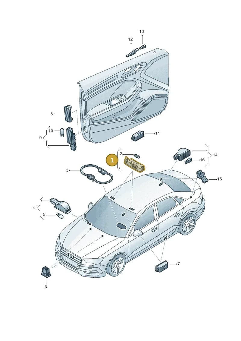 4H0947105D — Audi A3 Limousine 2.0 (2015-2016) diagram 886947100, position 1