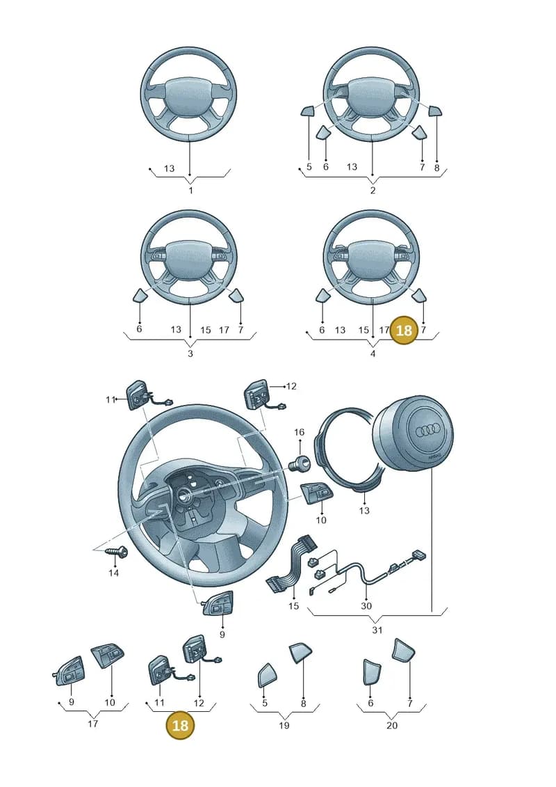 4H0951523D5PR — Audi A3 Cab. 1.4 (2013-2016) diagram 728419200, position 18