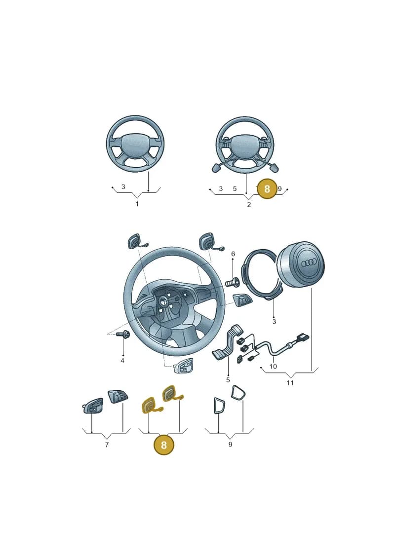 4H0951523D5PR — Audi A3 Limousine 2.0 (2015-2016) diagram 886419200, position 8