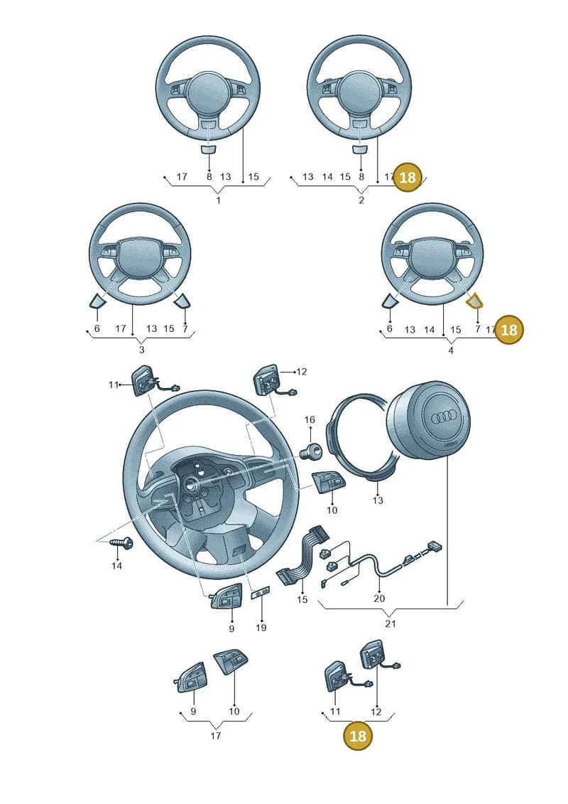 4H0951523FXHA — Audi A7 Sportback (2014-2018) diagram 696419000, position 18