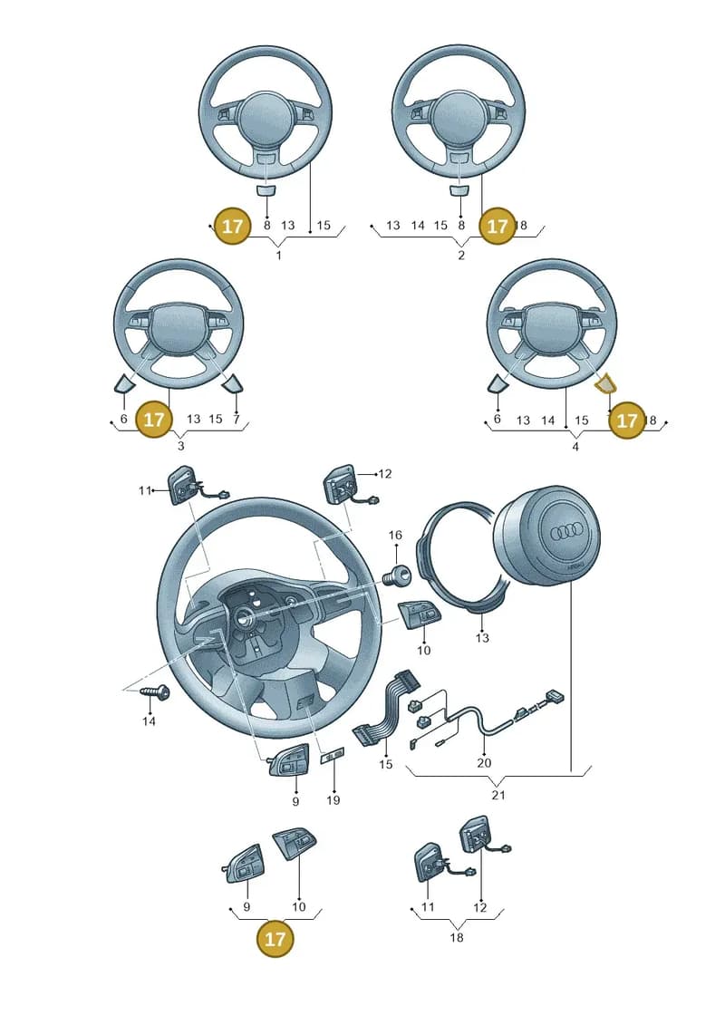 4H0951523GXHA — Audi A8L qu. 3.0 TDI (2009-2014) diagram 696419000, position 17