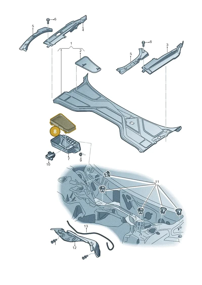 4H1819343A — Audi A8L qu. 3.0 TDI (2009-2014) diagram 696819000, position 8