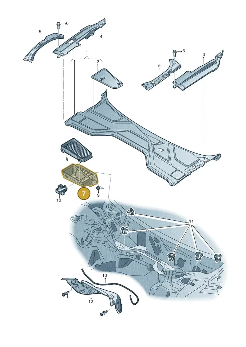 4H1819904A — Audi A8L qu. 3.0 TDI (2009-2014) diagram 696819000, position 7