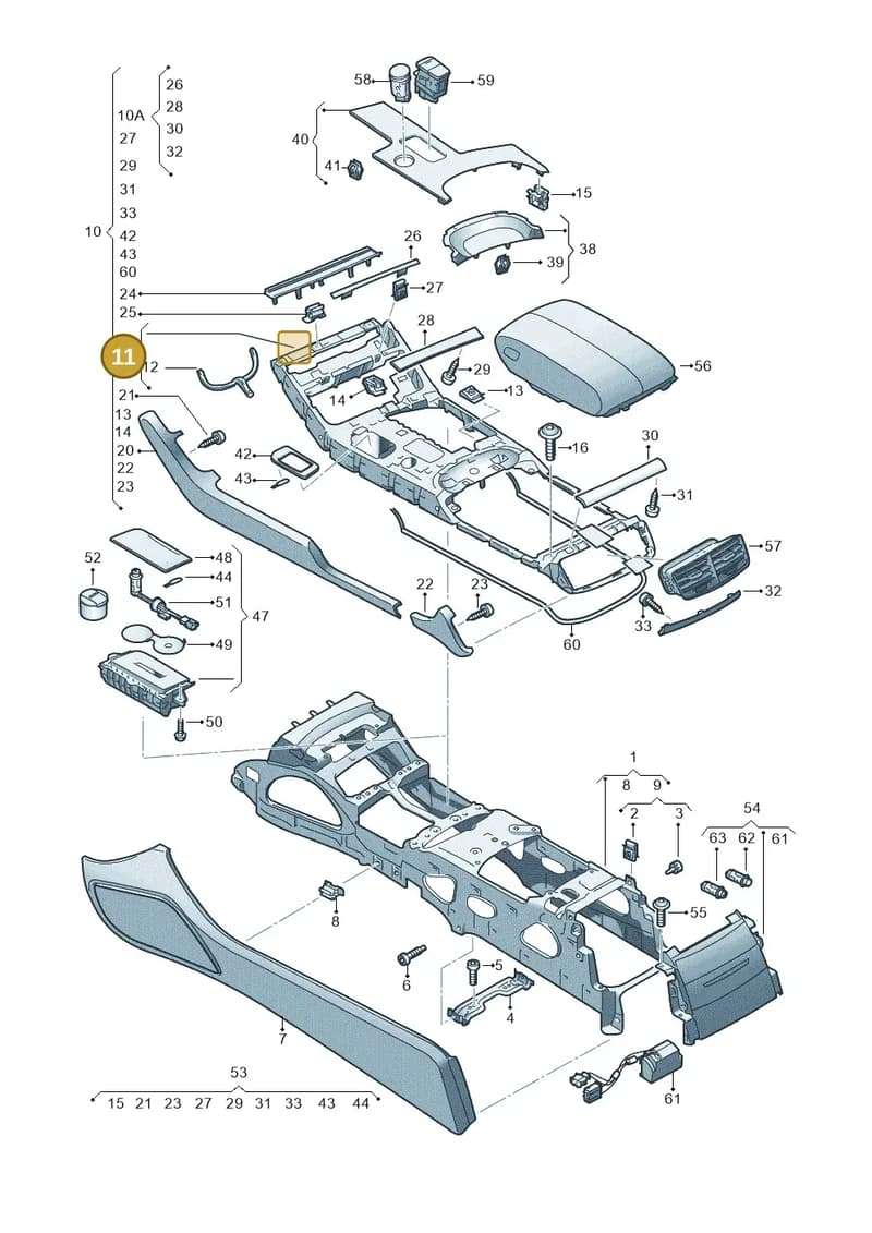 4H1864348A — Audi A8 (2013-2018) diagram 696863500, position 11