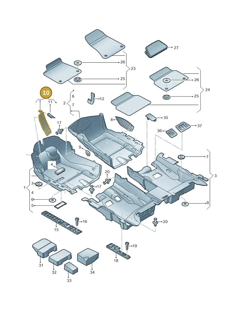 4H1864777C3Q7 — Audi A8L qu. 3.0 TDI (2009-2014) diagram 696863000, position 10