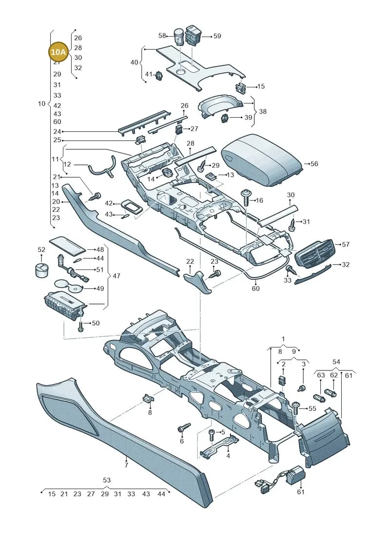 4H1898560ALE2 — Audi A8 (2013-2018) diagram 696863500, position 10A