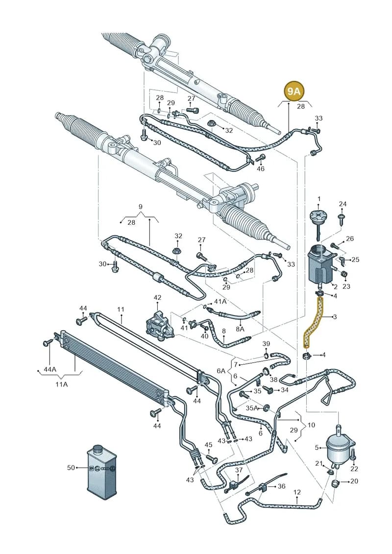 4H2422893R — Audi A8L qu. 3.0 TDI (2009-2014) diagram 696422700, position 9A