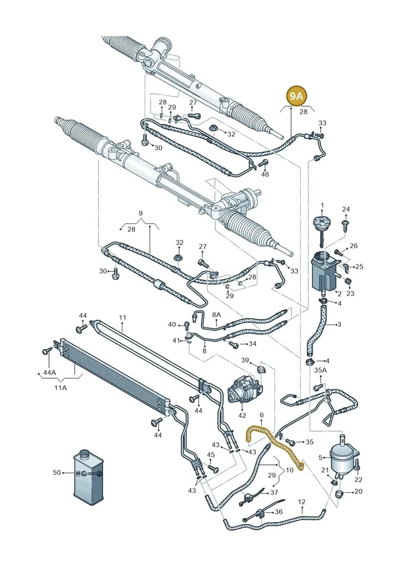4H2422893R — Audi A8 (2013-2018) diagram 696422850, position 9A