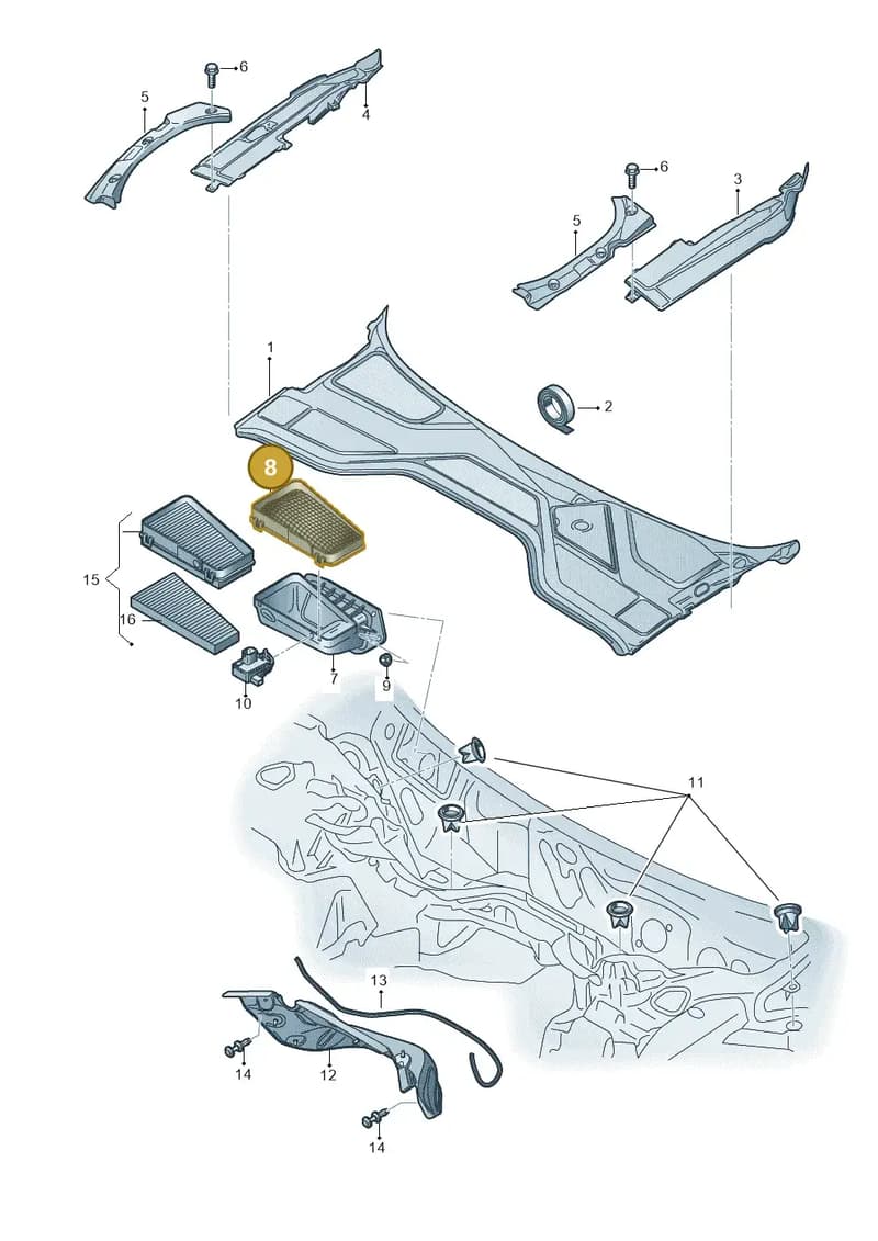 4H2819408A — Audi A8 (2013-2018) diagram 771819000, position 8