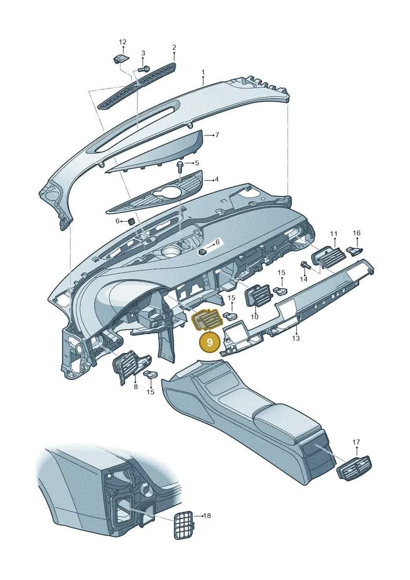 4H2820952DWVF — Audi A8L qu. 3.0 TDI (2009-2014) diagram 696819100, position 9