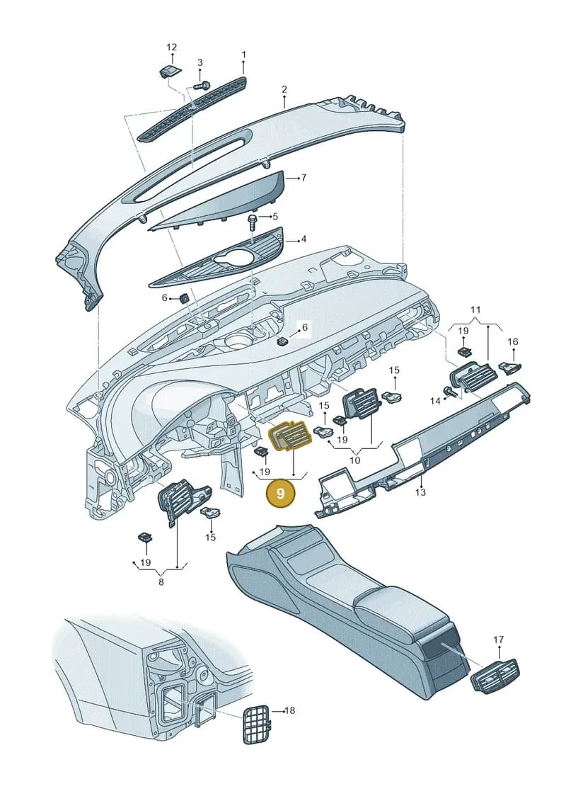 4H2820952DWVF — Audi A8 (2013-2018) diagram 771819100, position 9