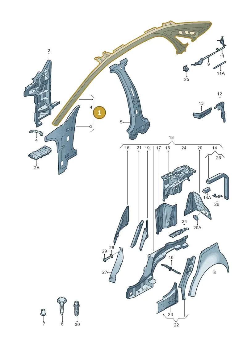 4H4809040A — Audi A8 (2013-2018) diagram 696809000, position 1