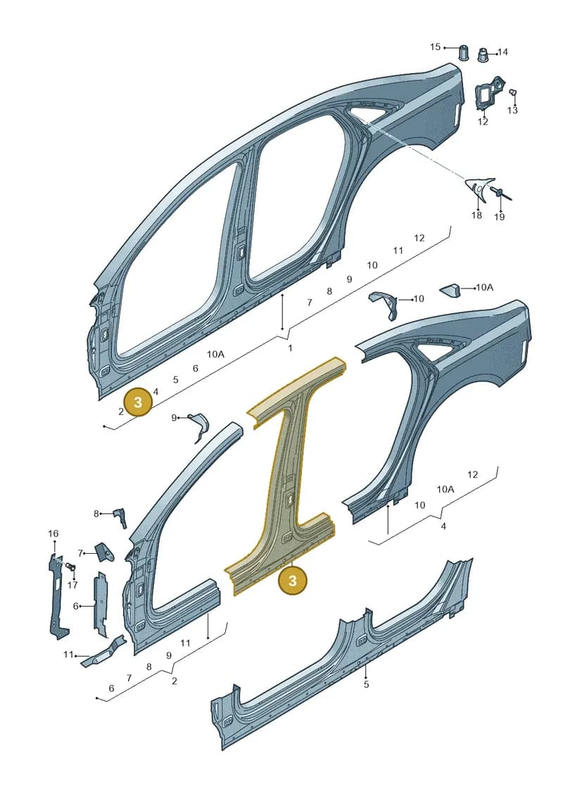 4H4809835A — Audi A8 (2013-2018) diagram 696809500, position 3