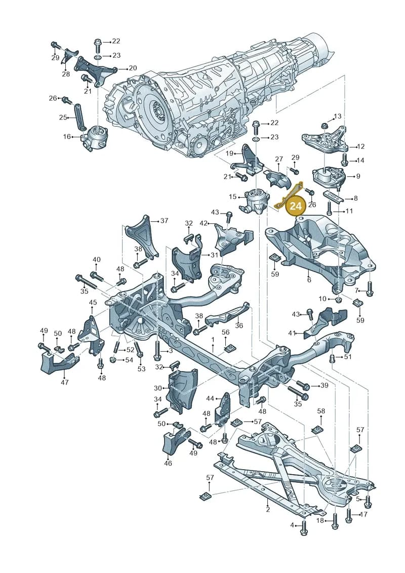 4H6399403A — Audi A8L qu. 3.0 TDI (2009-2014) diagram 696399750, position 24