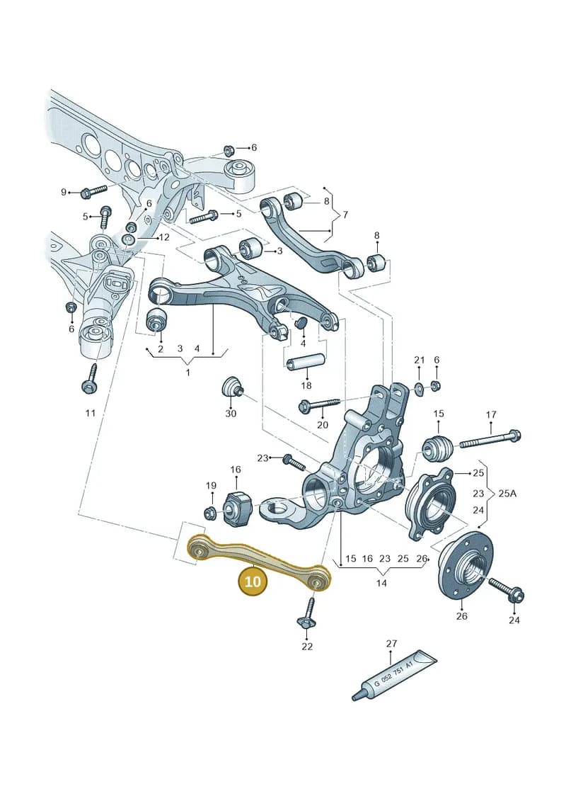 4H6501530A — Audi A8 (2013-2018) diagram 620505100, position 10