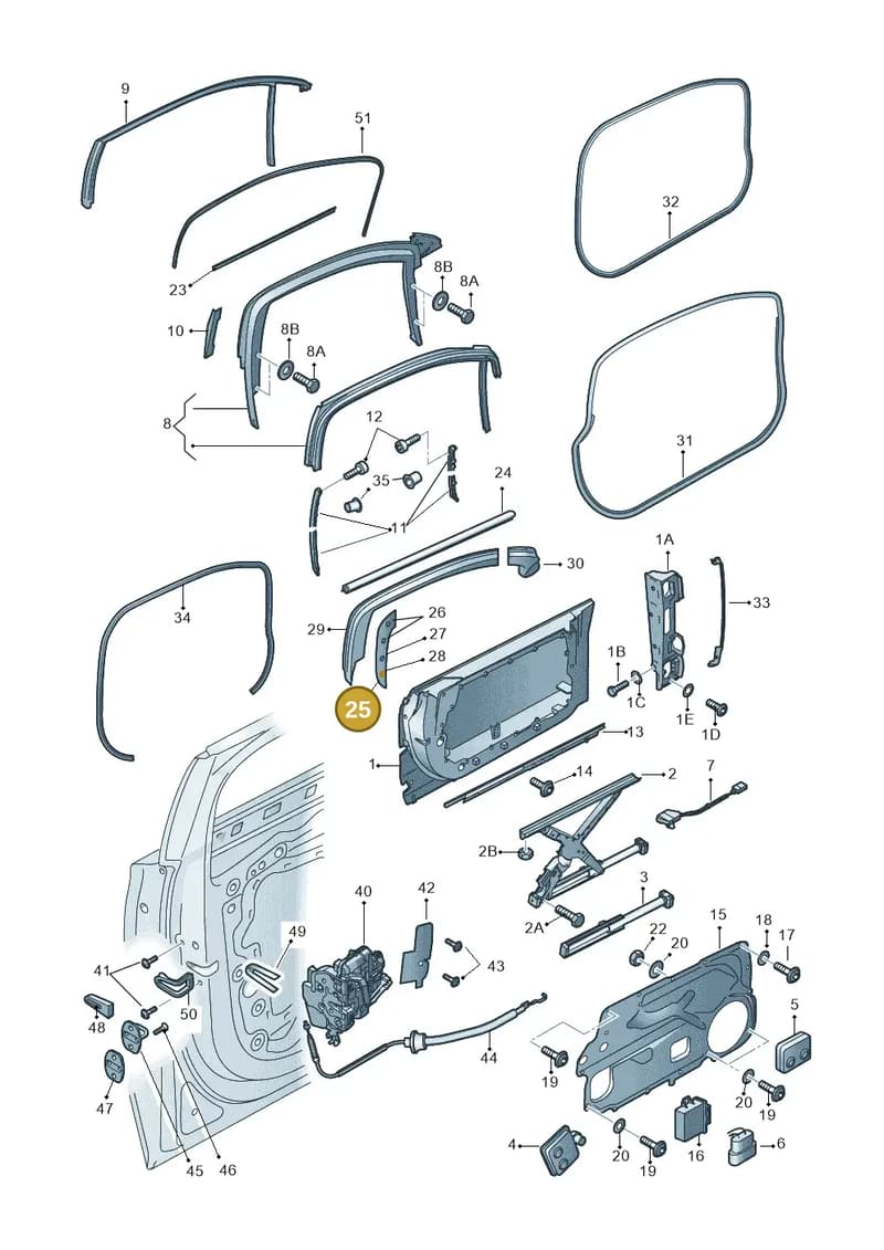 4H6837900A — Audi A8 (2013-2018) diagram 771837350, position 25