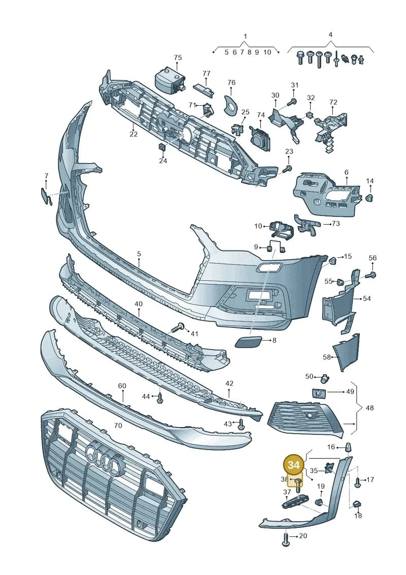 4K0807061AGRU — Audi A6 (2018-2025) diagram 430807030, position 34