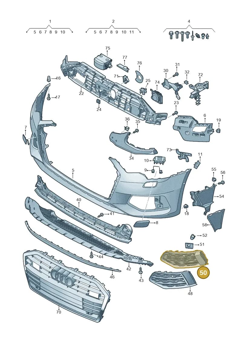 4K0807647DT94 — Audi A6 (2018-2025) diagram 430807010, position 50