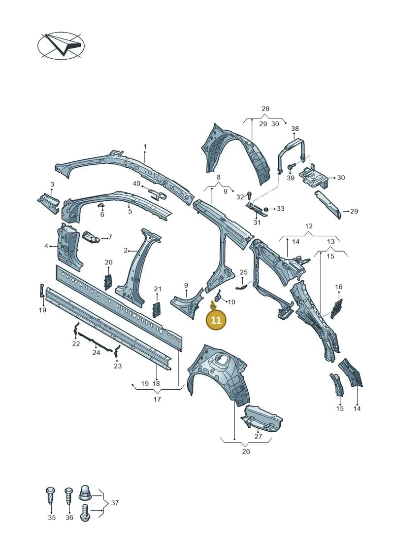 4K0809697A — Audi RS6 Avant (2019-2025) diagram 430809010, position 11