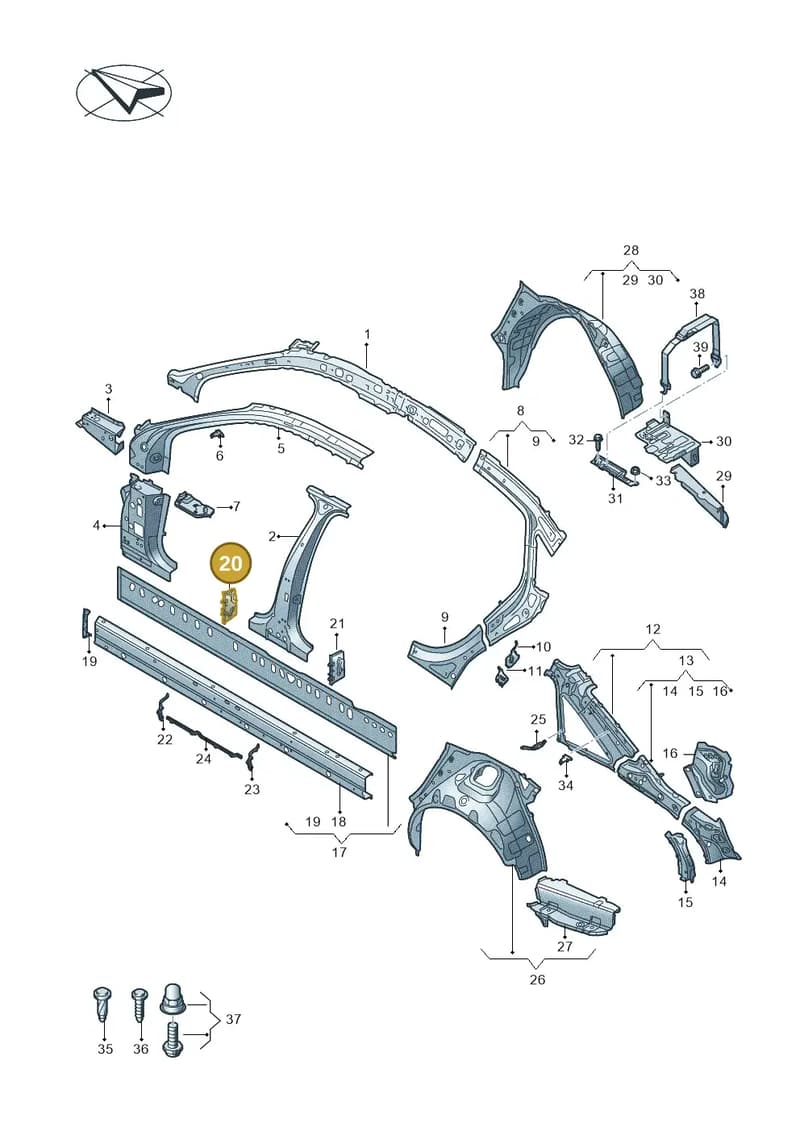 4K0810619 — Audi A6 (2018-2025) diagram 430809000, position 20