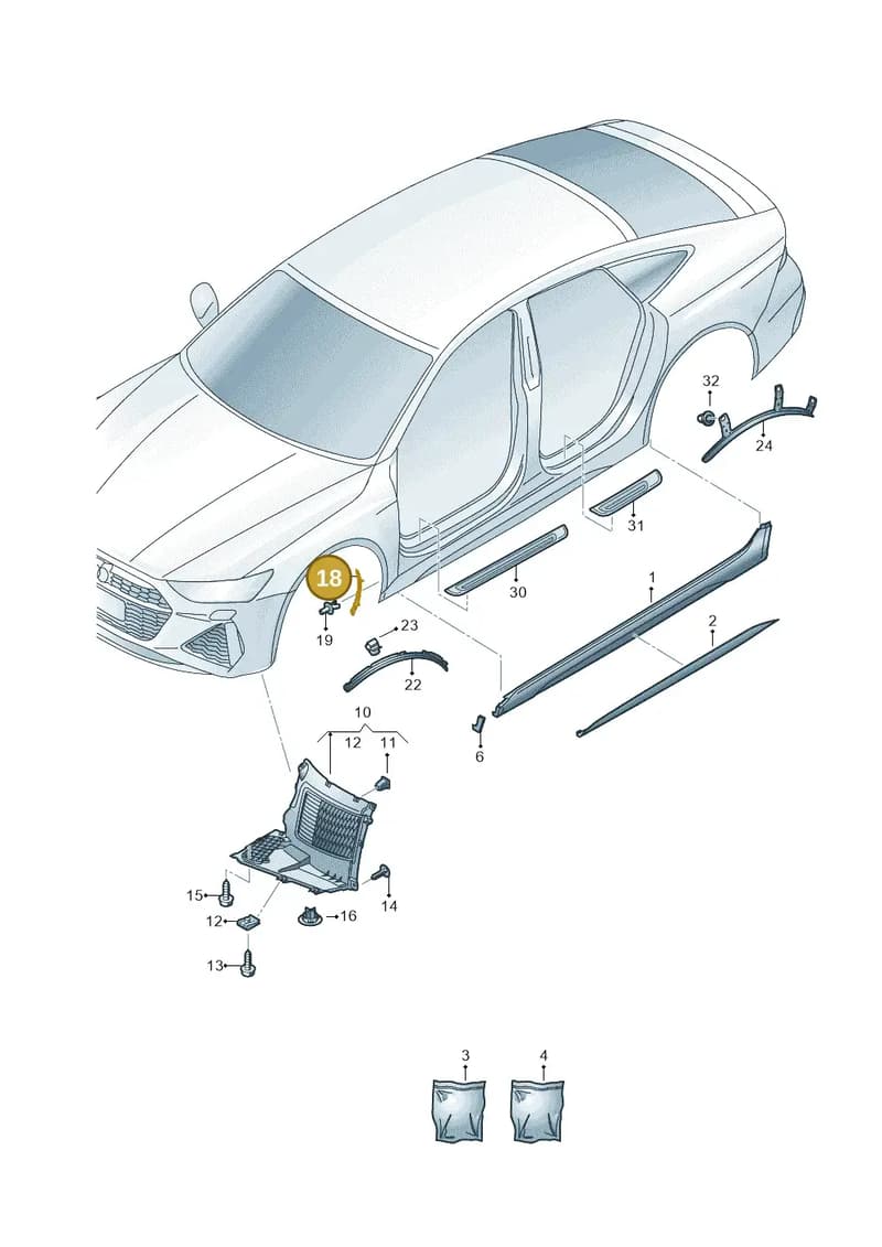 4K0853823A — Audi RS7 Sportback (2019-2025) diagram 538853000, position 18