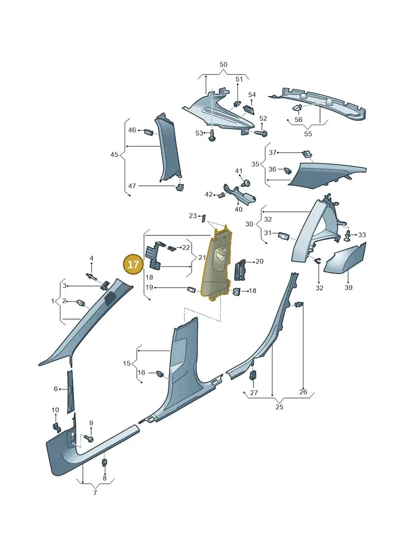 4K0867243F25M — Audi A6 (2018-2025) diagram 430867650, position 17