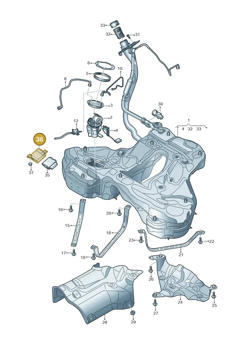 4K0907731A — Audi RS7 Sportback (2019-2025) diagram 435201000, position 36