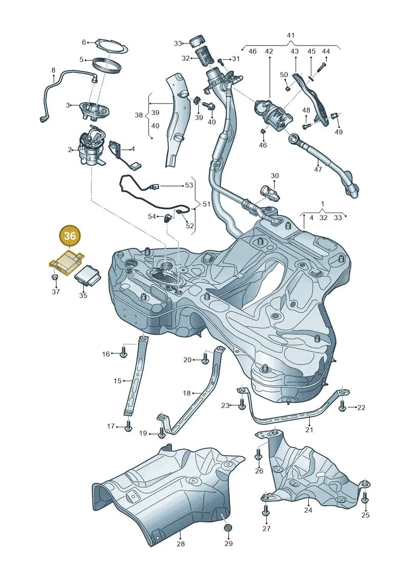 4K0907731A — Audi A7 Sportback (2018-2025) diagram 435201030, position 36