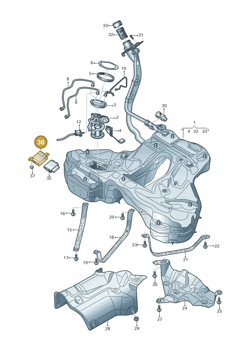 4K0907731A — Audi A7 Sportback (2018-2025) diagram 435201050, position 36
