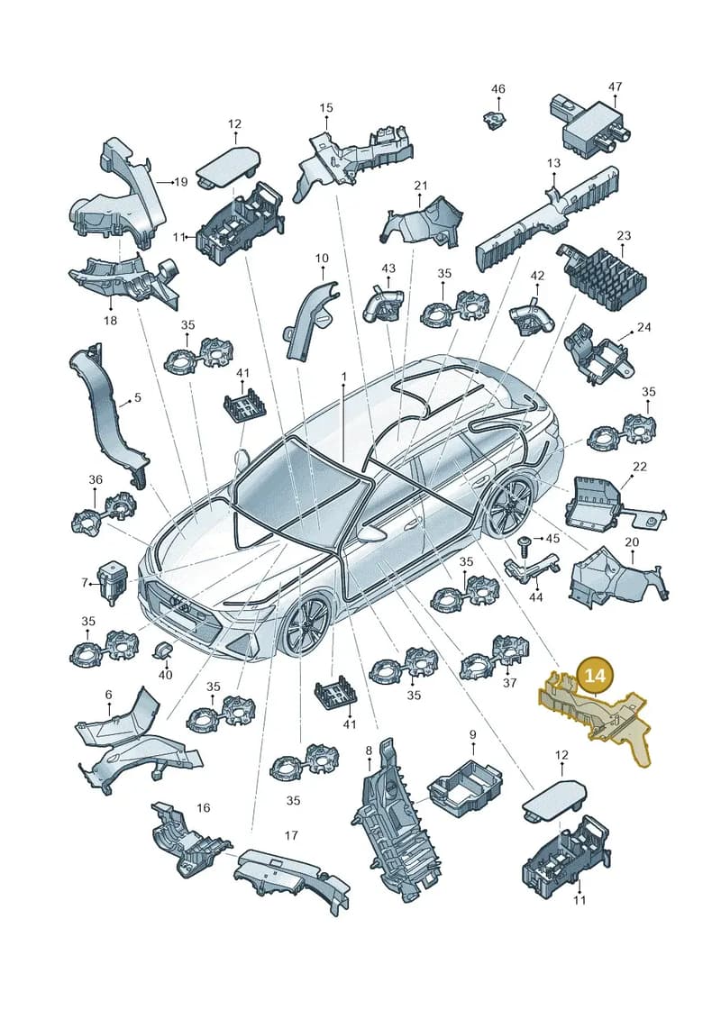 4K0971821 — Audi RS6 Avant (2019-2025) diagram 537971800, position 14