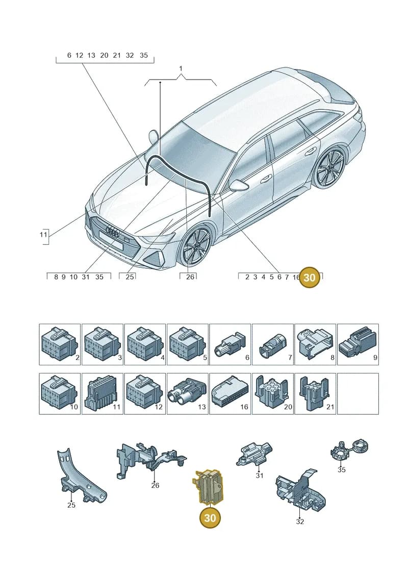 4K2971845A — Audi RS6 Avant (2019-2025) diagram 537971900, position 30