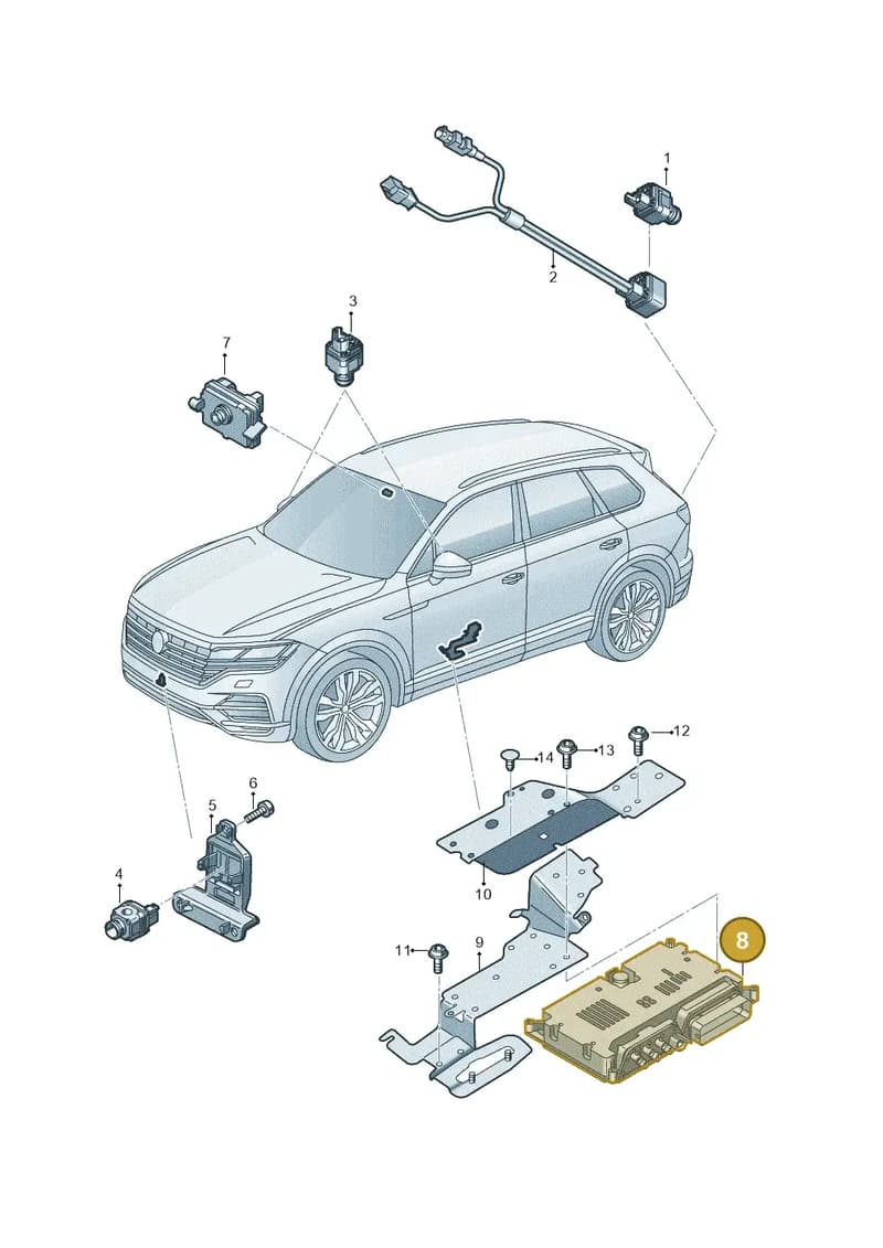 4K4907108F — Volkswagen Touareg (2017-2025) diagram 439907020, position 8