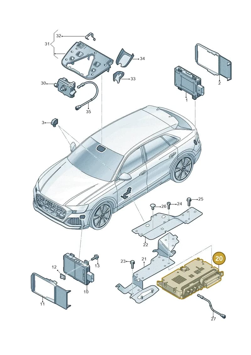 4K4907117F — Audi RS Q8 (2019-2025) diagram 595907220, position 20