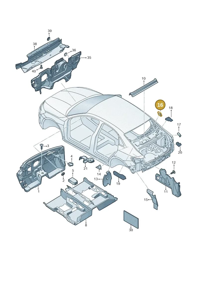 4K5864601 — Audi A3 Sportback (2019-2025) diagram 596863200, position 16