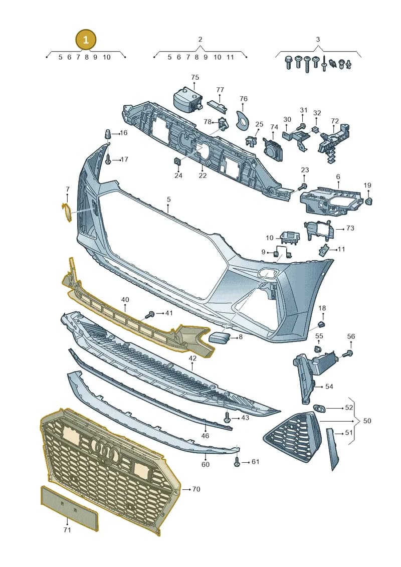 4K8807065JGRU — Audi RS6 Avant (2019-2025) diagram 538807100, position 1