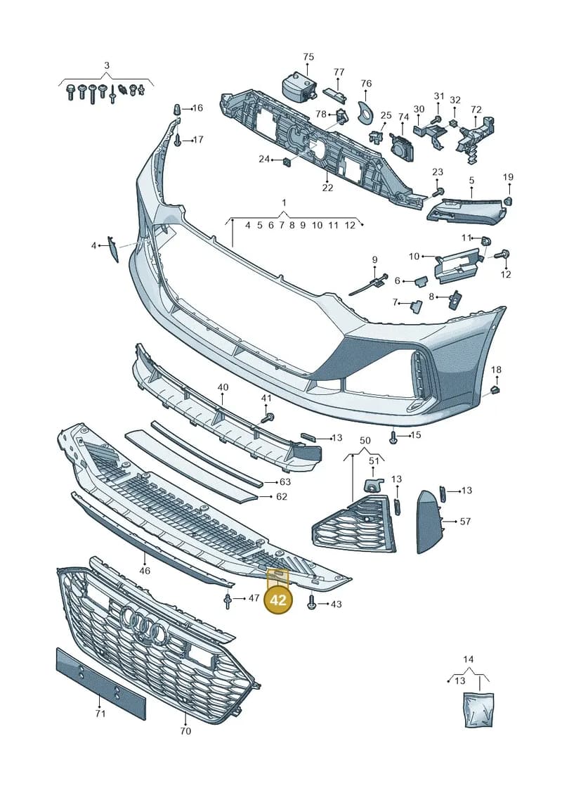 4K8807611C — Audi RS6 Avant (2019-2025) diagram 537807200, position 42