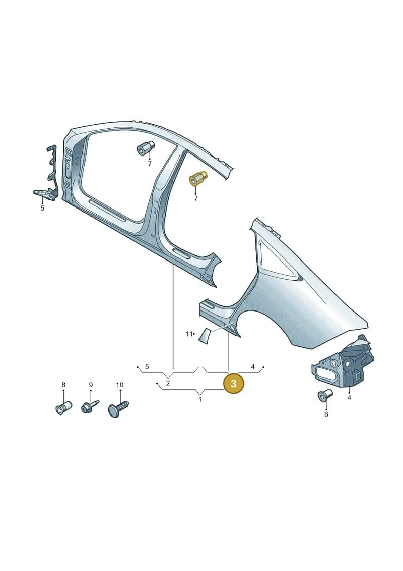 4K8809838 — Audi A7 Sportback (2018-2025) diagram 435809500, position 3