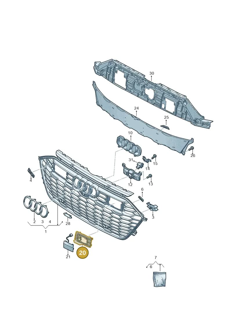 4K8853293JY9B — Audi RS6 Avant (2019-2025) diagram 537853400, position 20